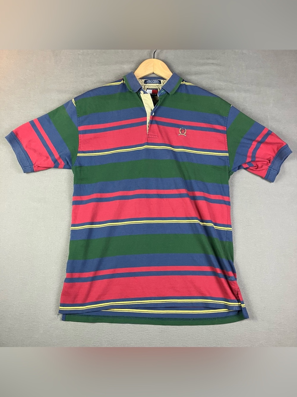 Vintage Tommy Hilfiger Men’s Size M (Tag XL) Striped Polo Shirt Short Sleeve. In